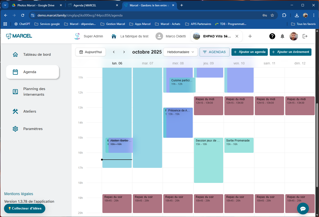 Agenda de Marcel pour les aidants qui organisent le quotidien